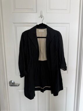 Vintage Black Women's Blazer Jacket with Cream Lining